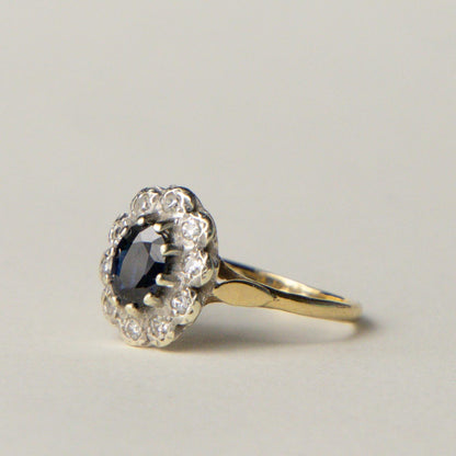 9ct Diana sapphire & diamond halo ring