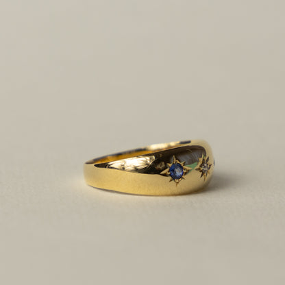 antique 18 carat gold Edwardian starbust band ring