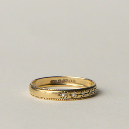 9ct starburst diamond row ring