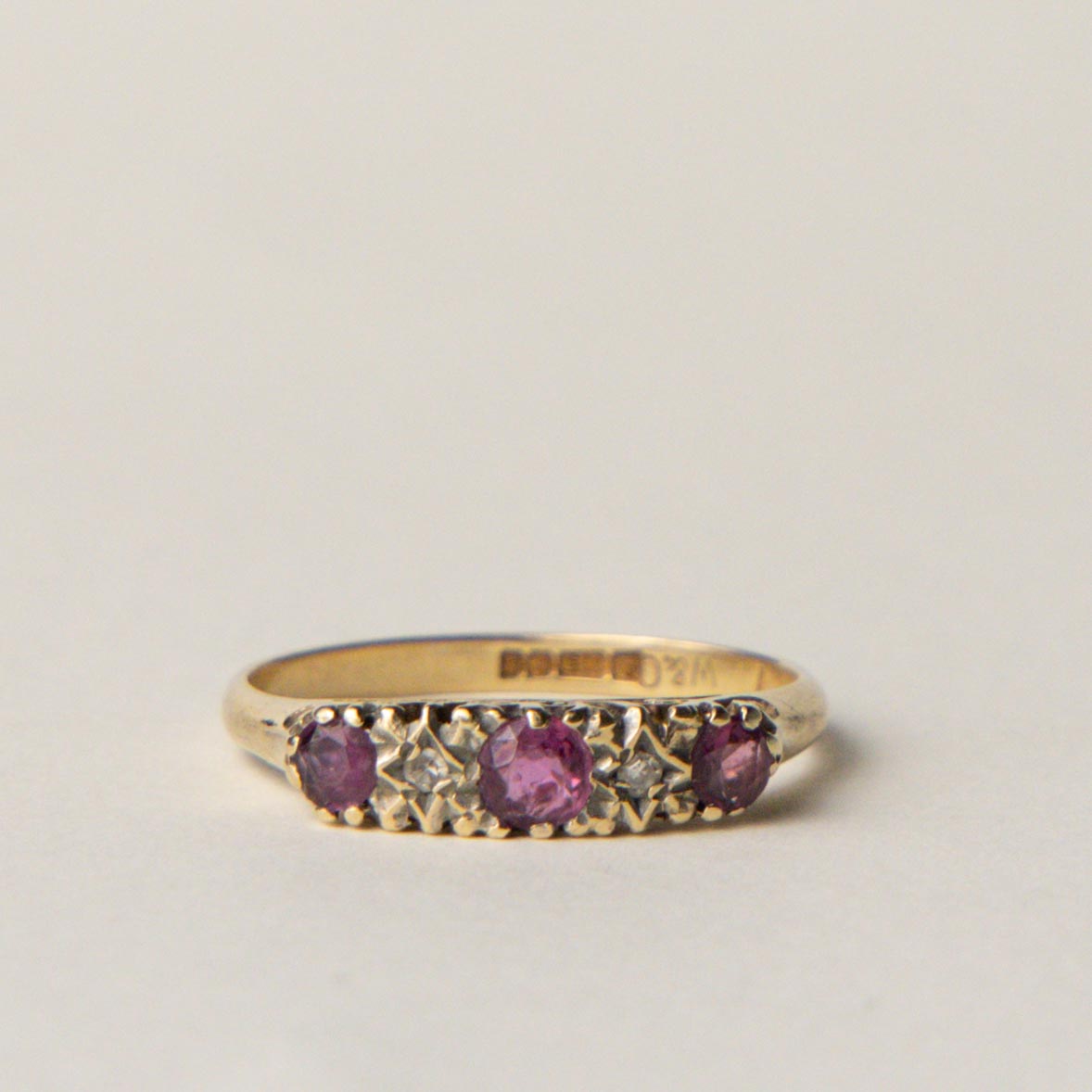 9ct ruby & diamond boat ring