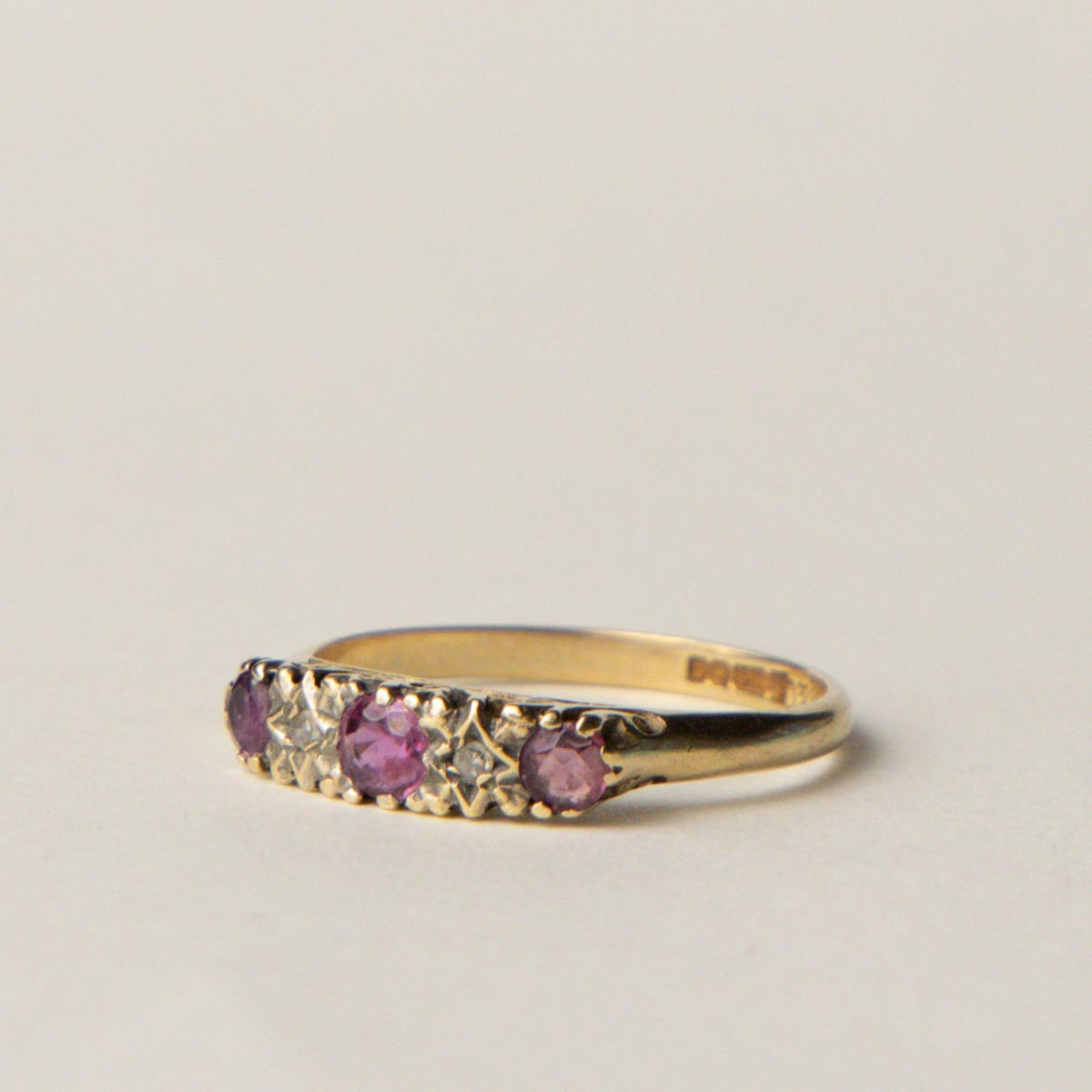 9ct ruby & diamond boat ring