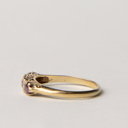 9ct ruby & diamond boat ring