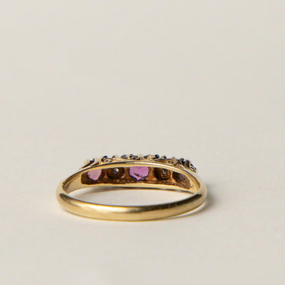 9ct ruby & diamond boat ring