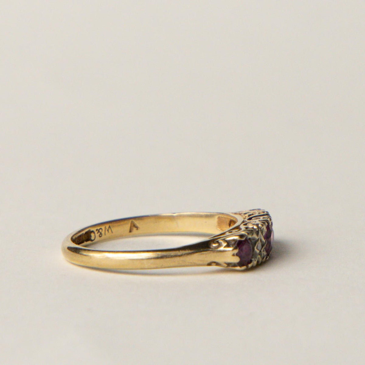 9ct ruby & diamond boat ring