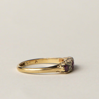 9ct ruby & diamond boat ring