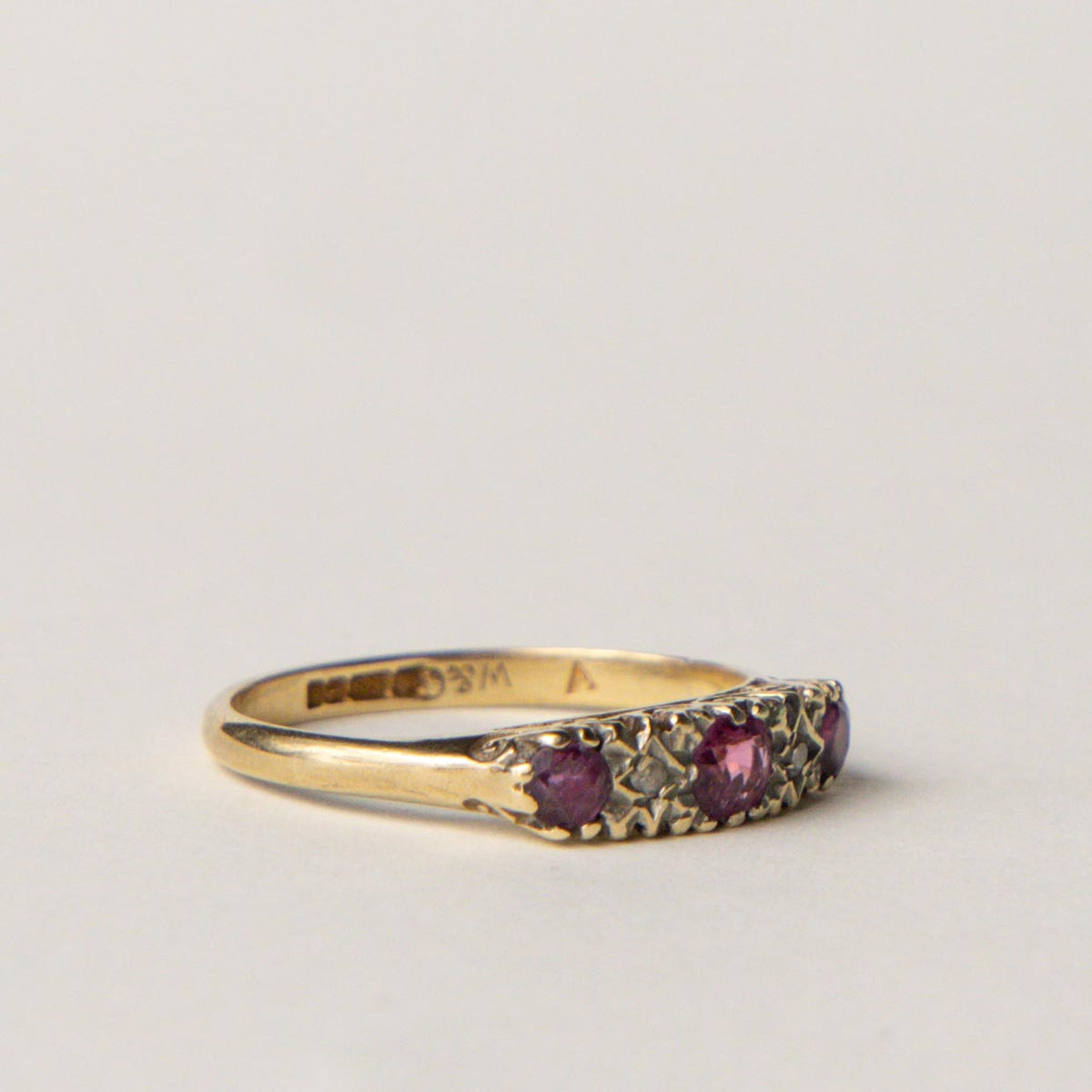 9ct ruby & diamond boat ring