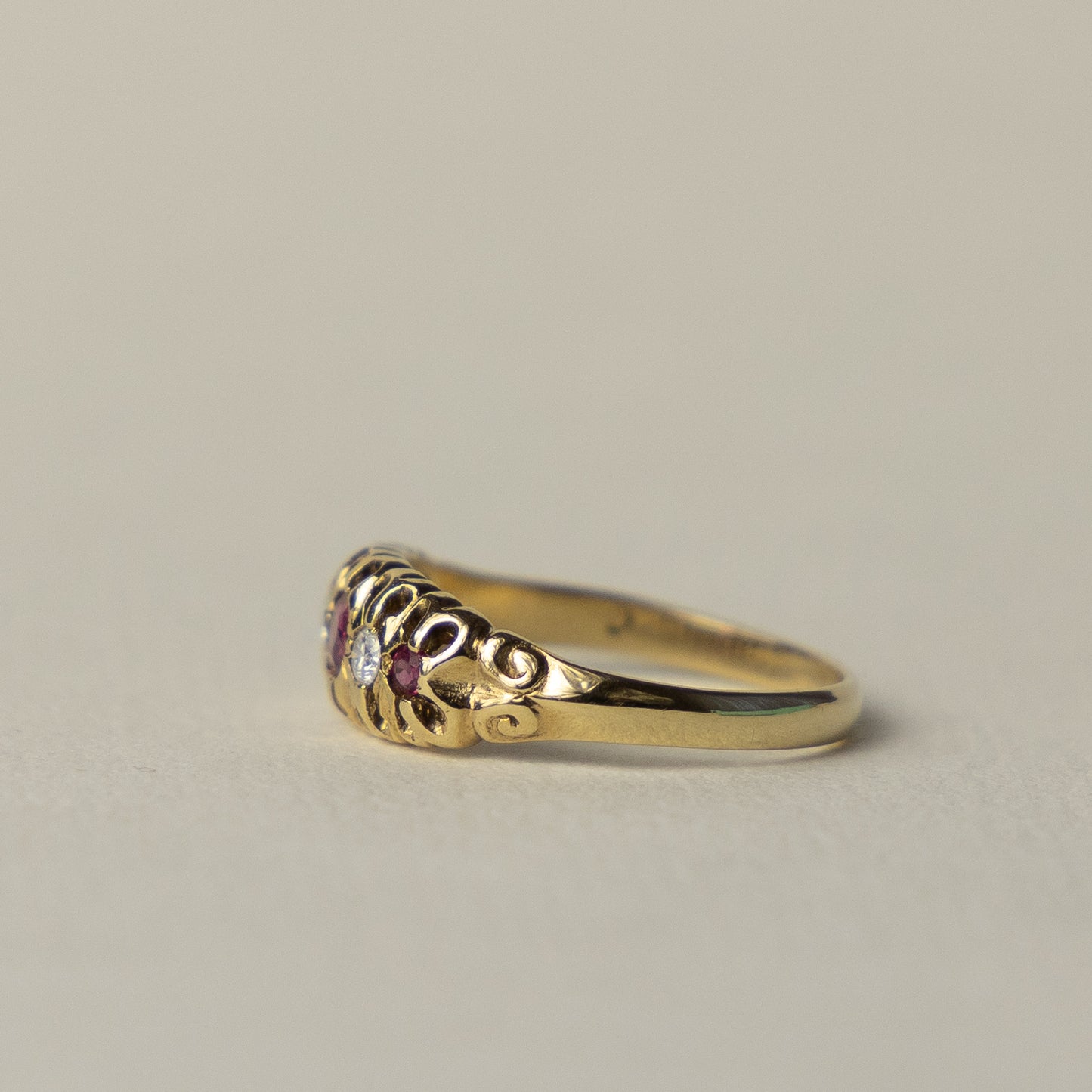 9 carat ruby diamond boat ring
