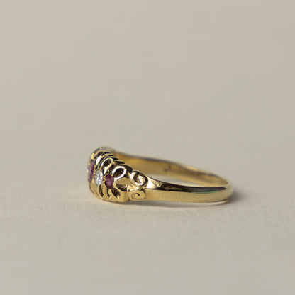 9 carat ruby diamond boat ring