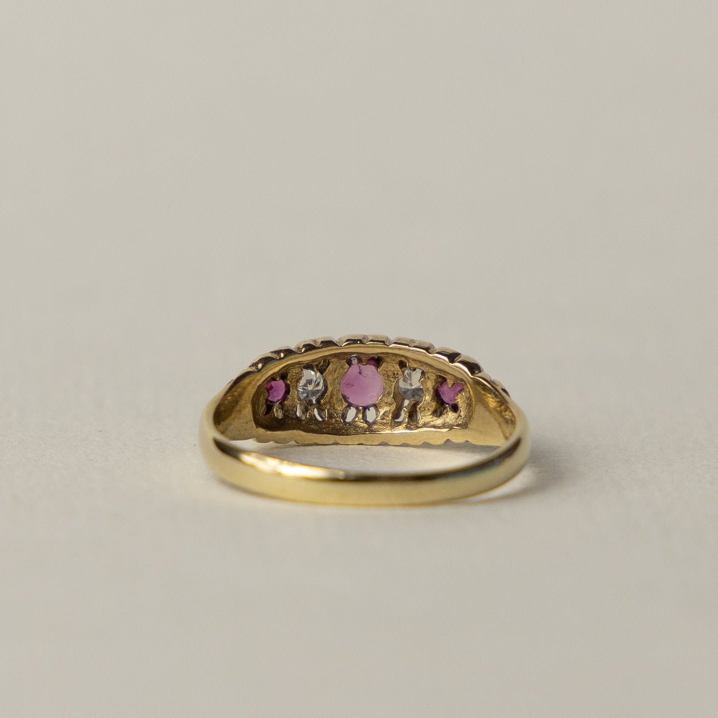 9 carat ruby diamond boat ring