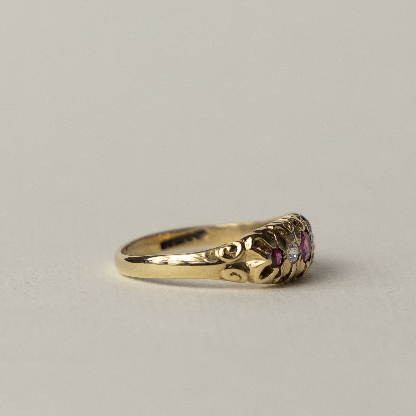 9 carat ruby diamond boat ring