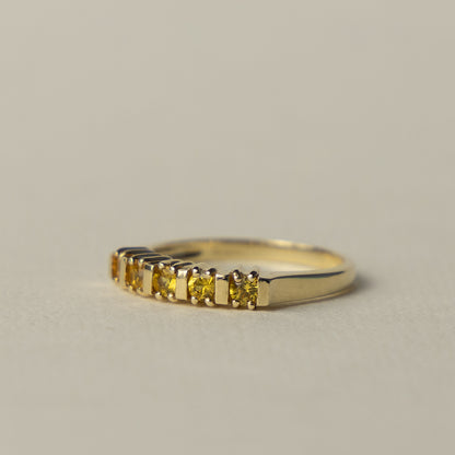 9 carat yellow topaz row ring