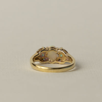 9 carat opal emerald and diamond ring