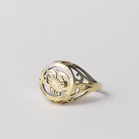 14 carat gold scorpio zodiac sign ring