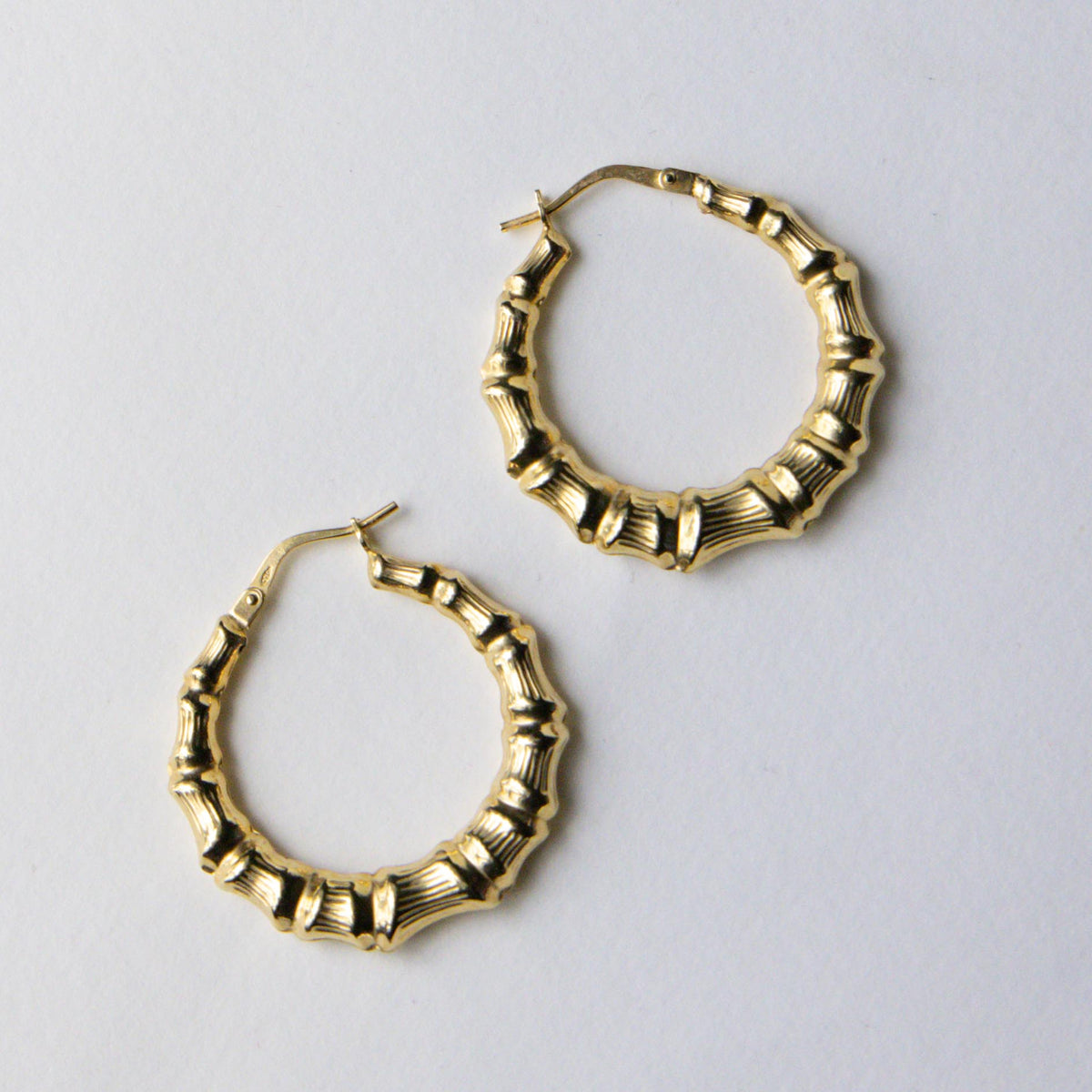 9ct bamboo hoops