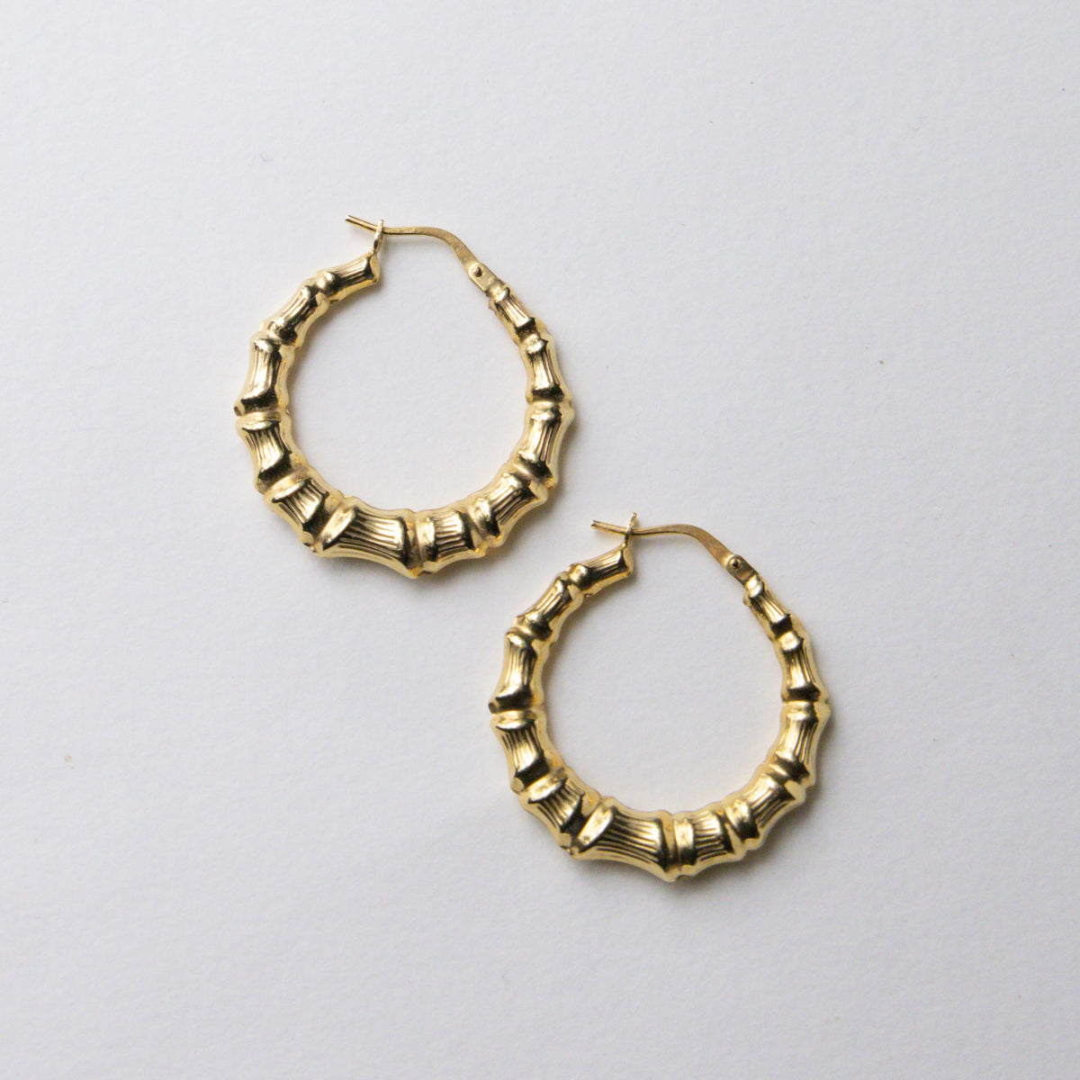 9ct bamboo hoops