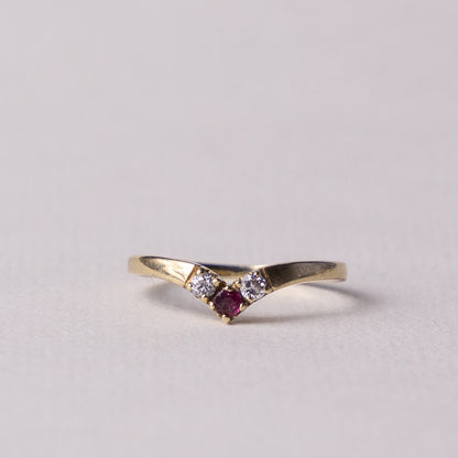 9 carat wishbone ruby zirconia ring