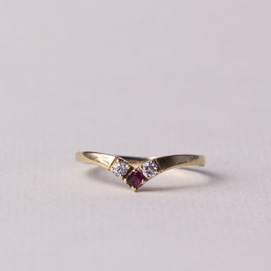 9 carat wishbone ruby zirconia ring