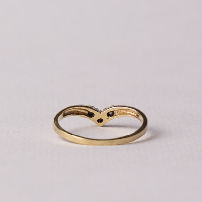 9 carat wishbone ruby zirconia ring