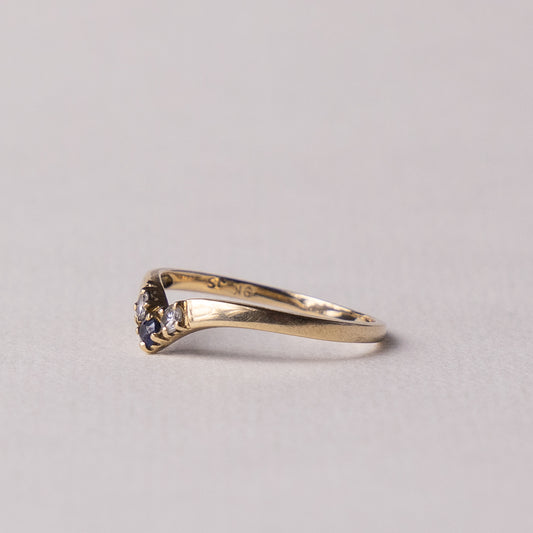 9 carat wishbone sapphire zirconia ring