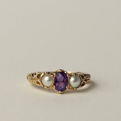 9 carat amethist pearl ring