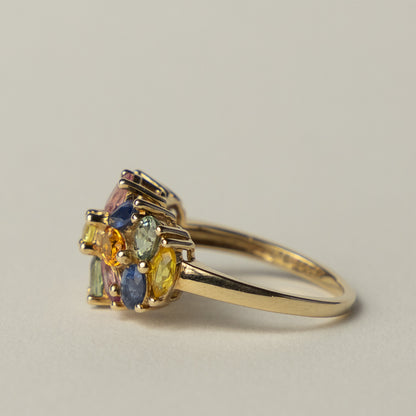 9 carat multi hue sapphire cocktail ring