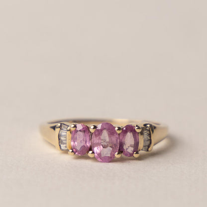 9ct pink topaz & diamond trilogy