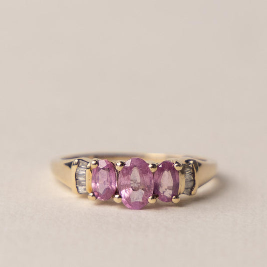 9ct pink topaz & diamond trilogy