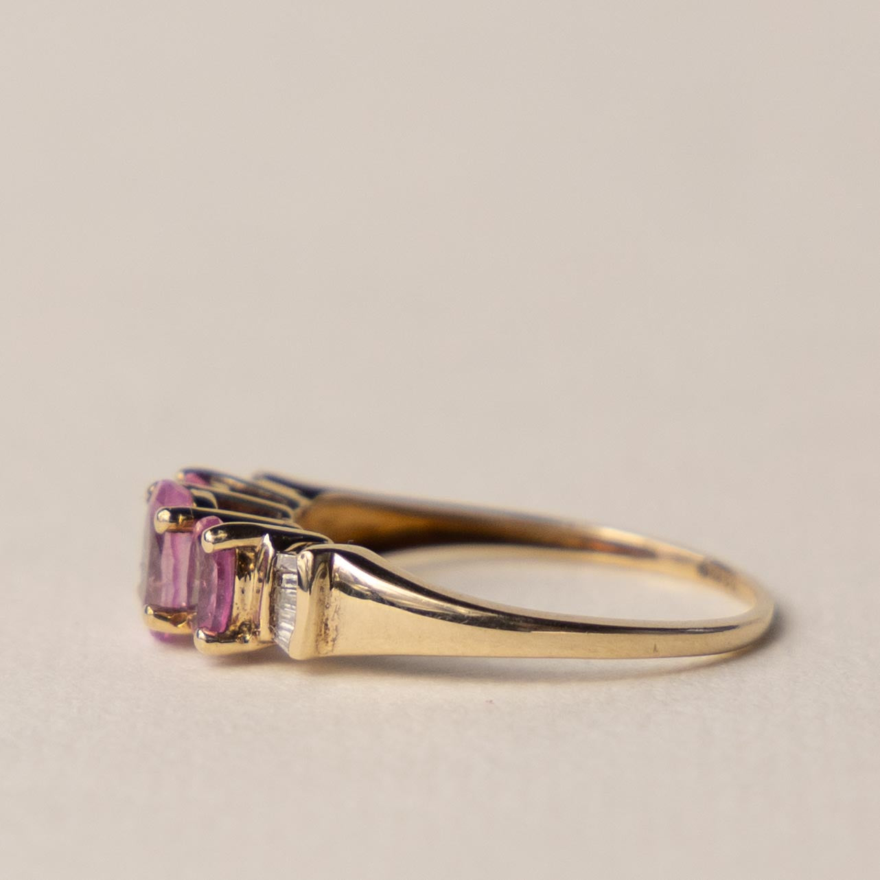 9ct pink topaz & diamond trilogy