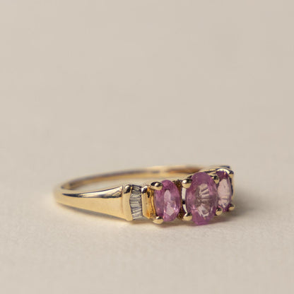 9ct pink topaz & diamond trilogy