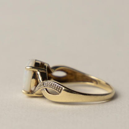 9ct opal diamond twist ring