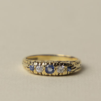 9ct tanzanite & diamond boat ring