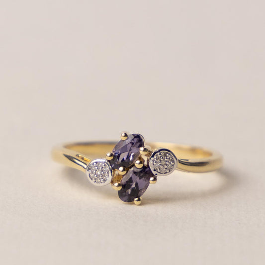 9ct amethist & diamond ring