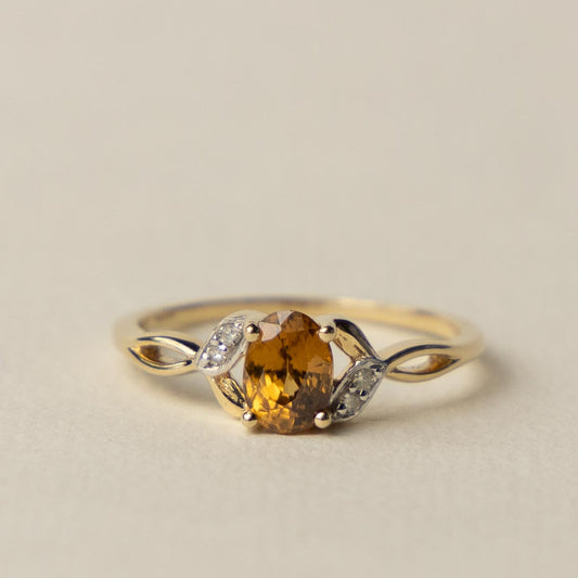 10ct citrine & diamond ring