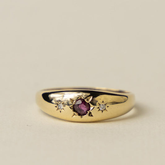 9ct gypsy garnet diamond starburst
