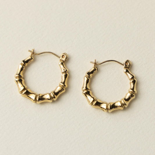 9ct bamboo hoops
