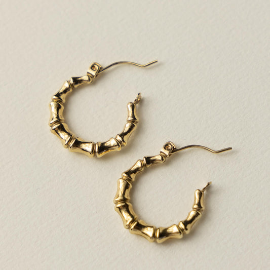 9ct bamboo hoops