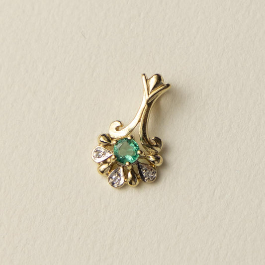 9ct emerald & diamond pendant