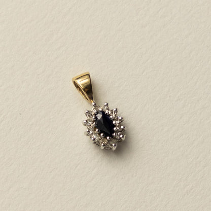 9ct sapphire & diamond pendant