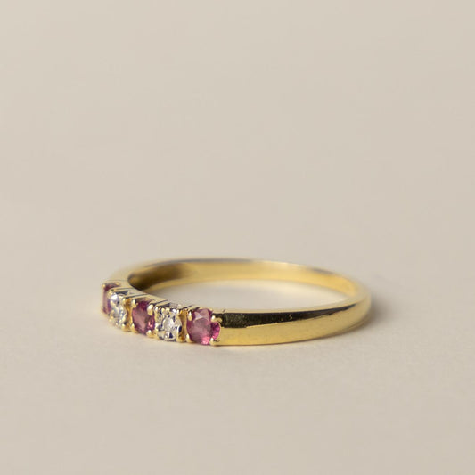 14ct tourmaline diamond row ring