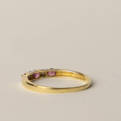 14ct tourmaline diamond row ring