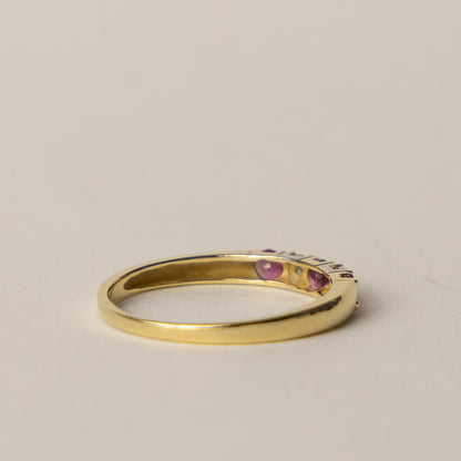 14ct tourmaline diamond row ring