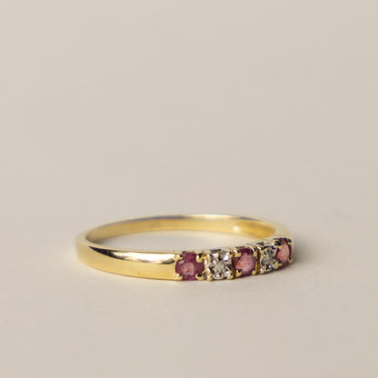 14ct tourmaline diamond row ring