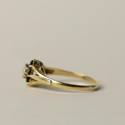 9ct opal & sapphire flower cluster