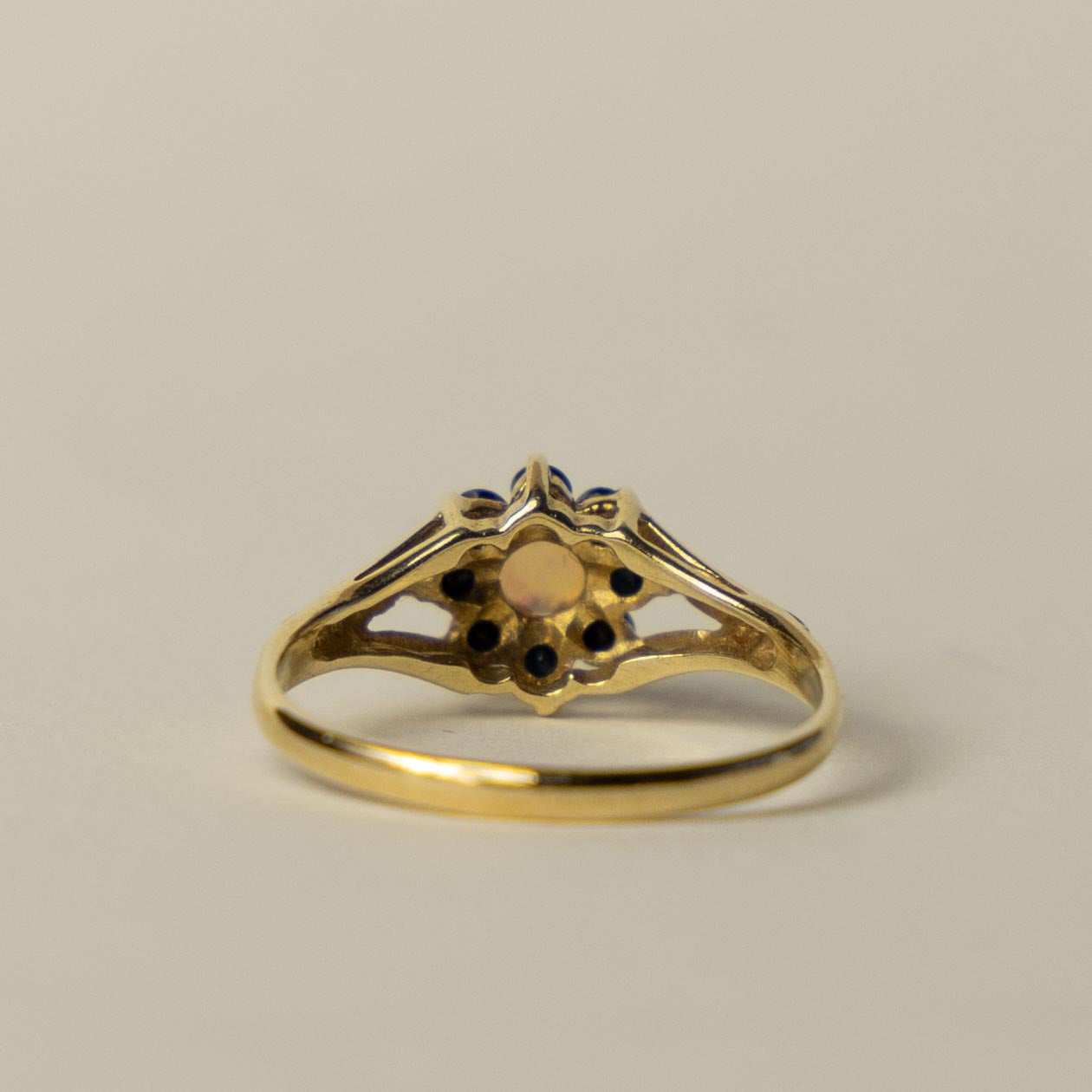 9ct opal & sapphire flower cluster