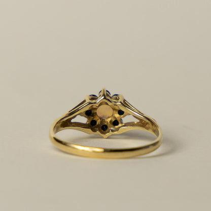 9ct opal & sapphire flower cluster