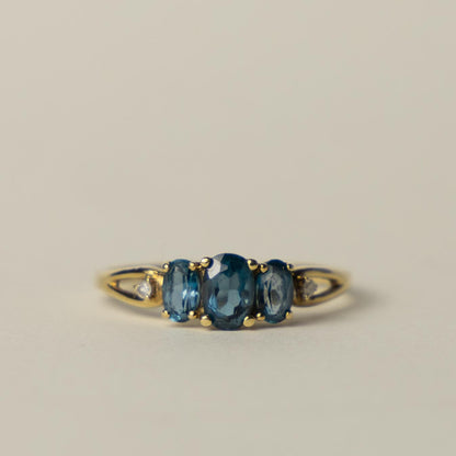 9ct blue topaz & diamond trilogy