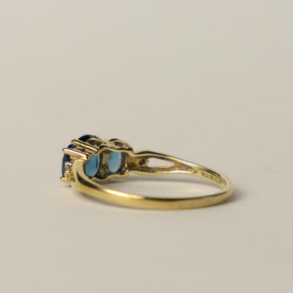 9ct blue topaz & diamond trilogy