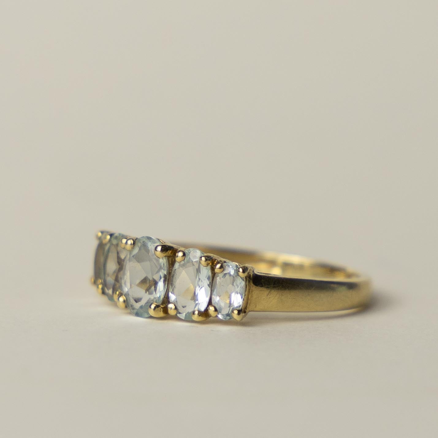 9ct aquamarijn rijring