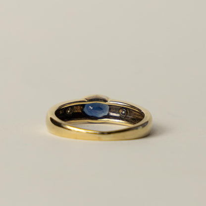 9 karaat saffier en diamanten lunette