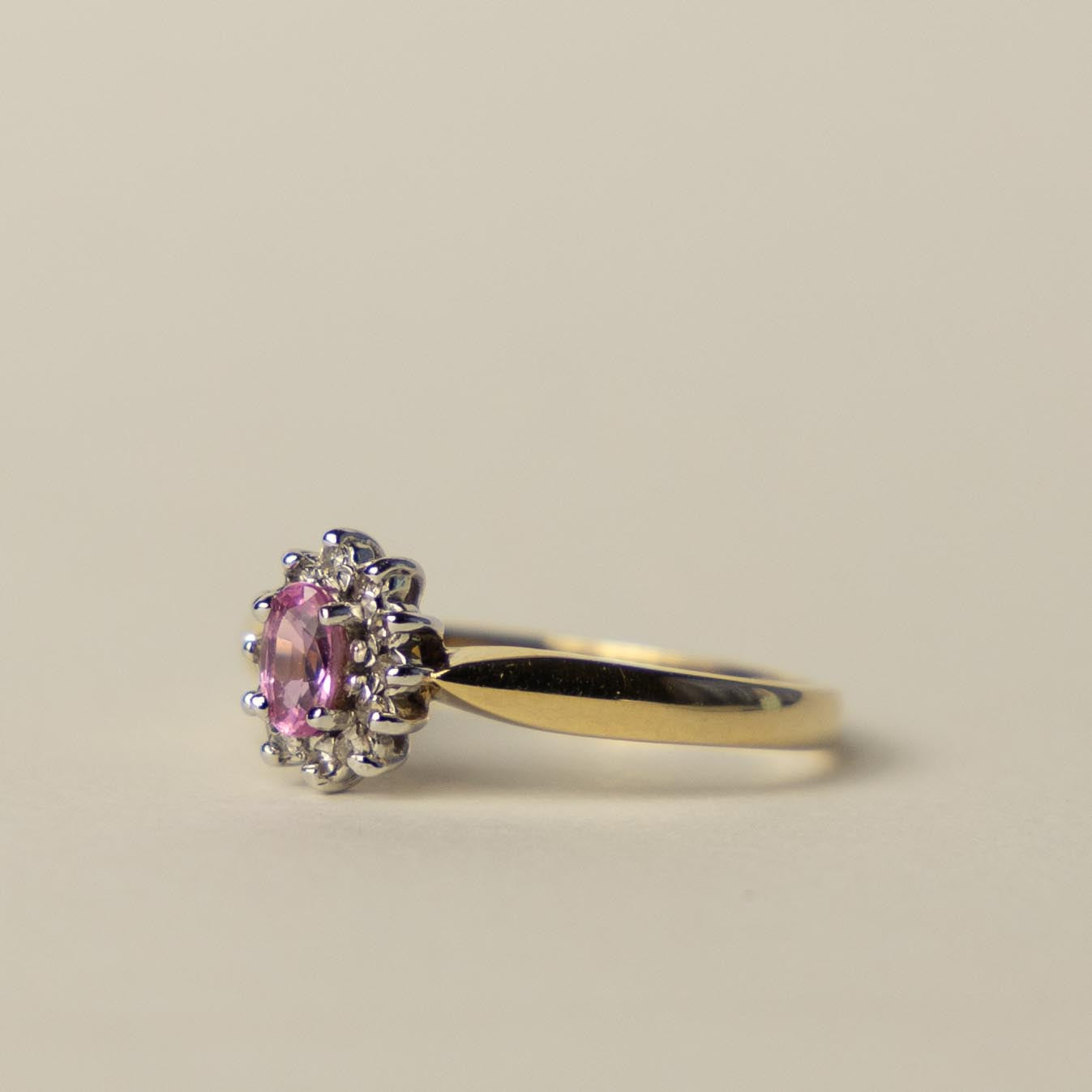 9ct Diana ring pink topaz & diamond